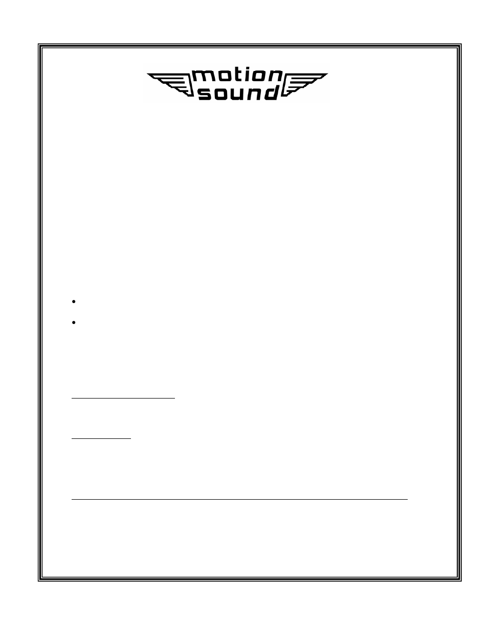 Motion Sound SW-15 User Manual | 6 pages