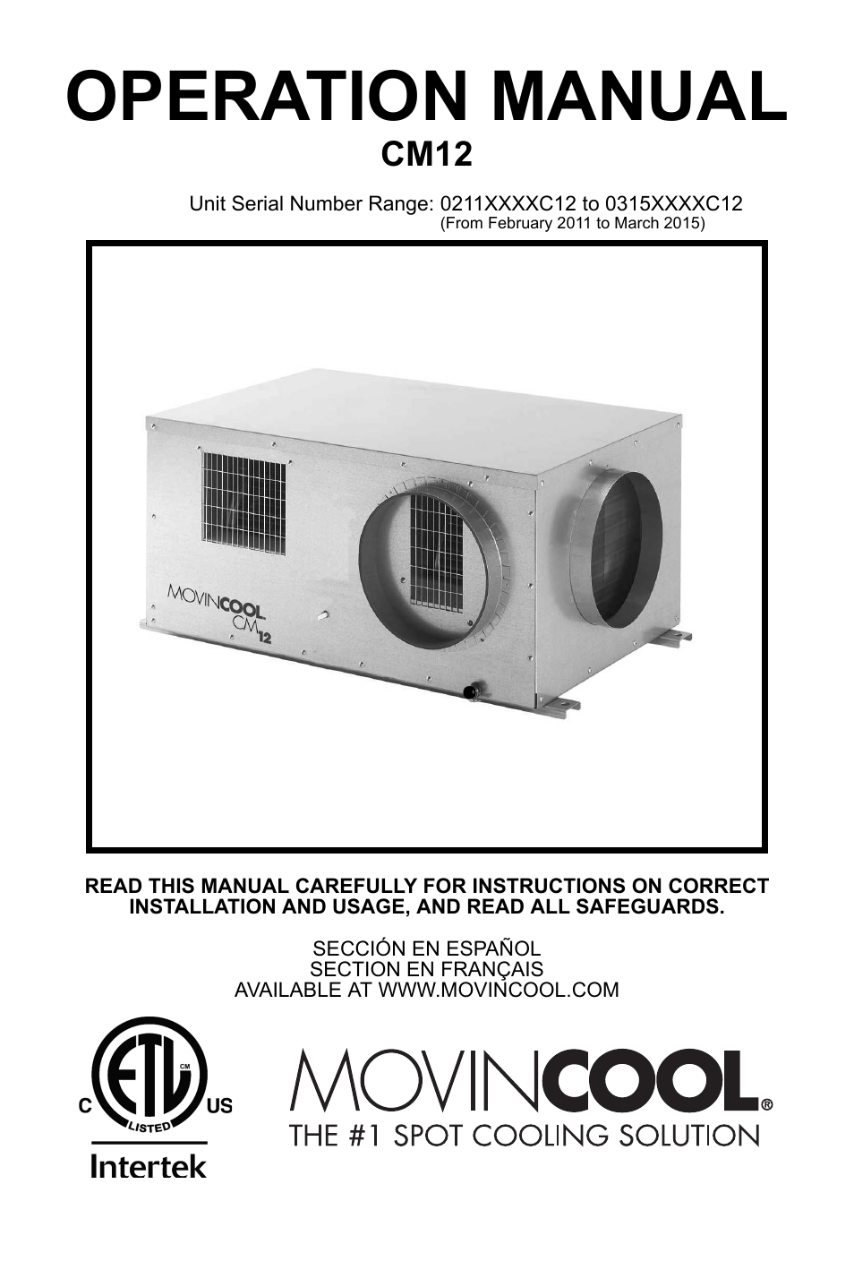 MovinCool CM12 User Manual | 24 pages