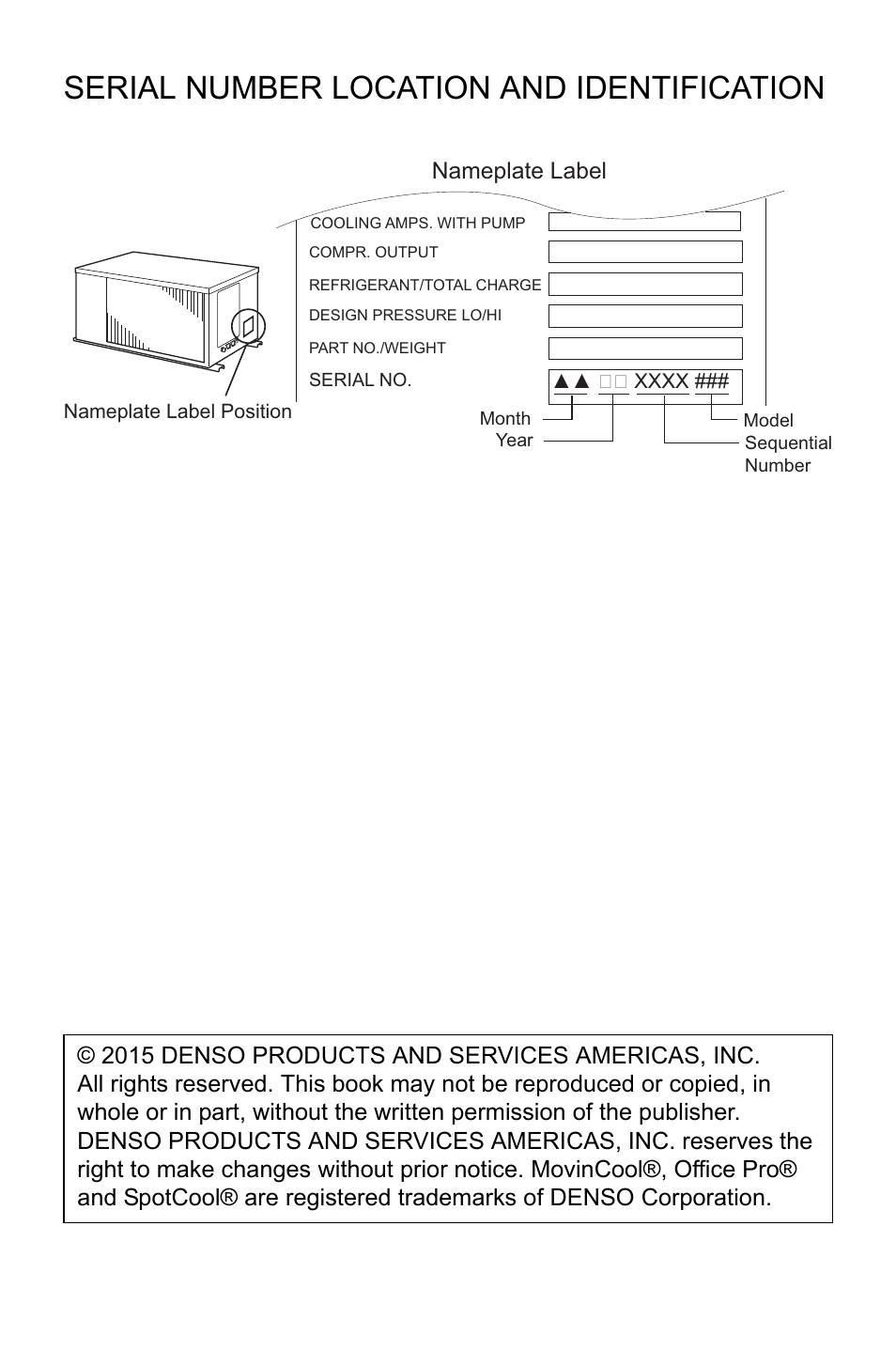 Serial number location and identification, Nameplate label | MovinCool CM12 User Manual | Page 2 / 24