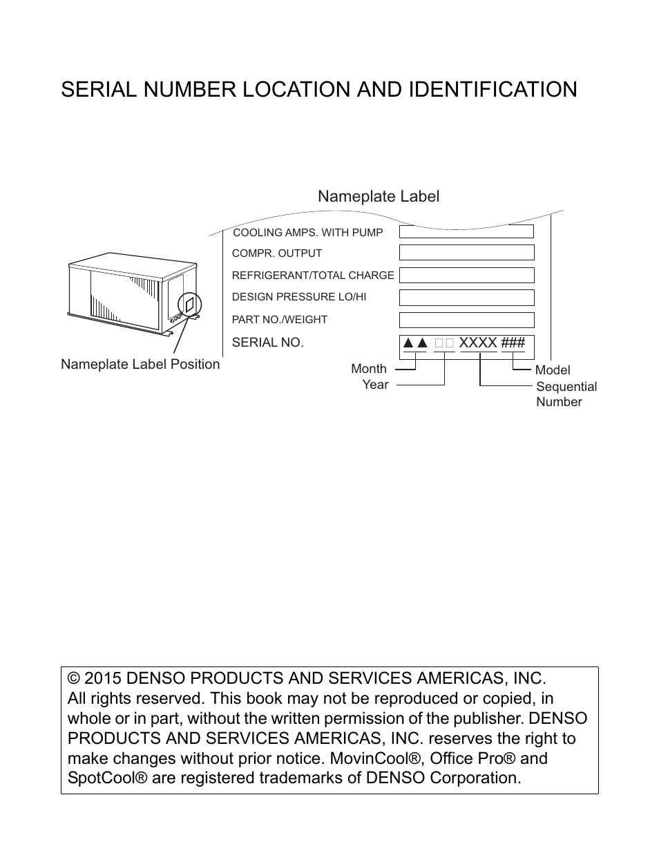 Serial number location and identification, Office pro, And spotcool | Are registered trademarks of denso corporation | MovinCool CM12 Service Manual User Manual | Page 2 / 73