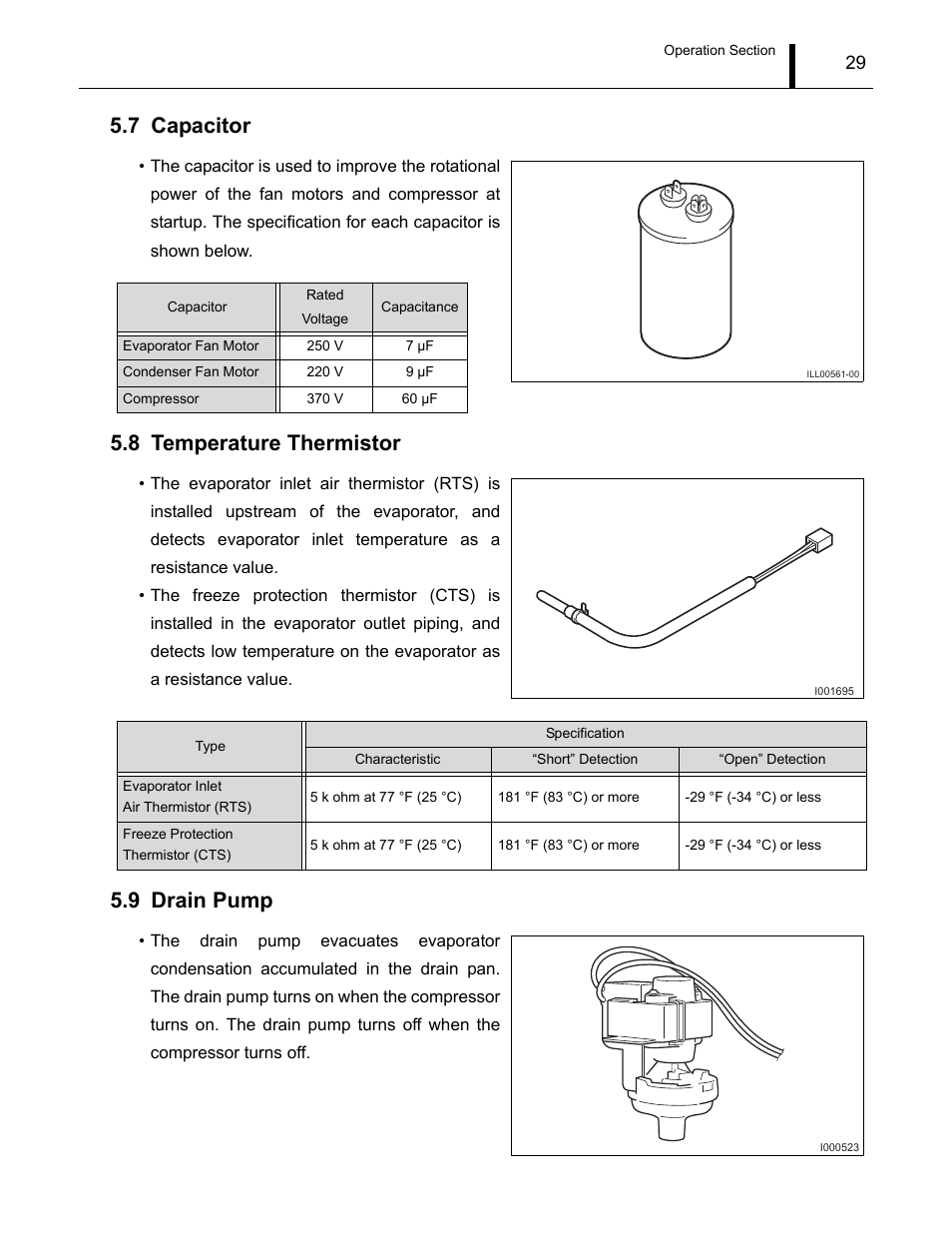 7 capacitor, 8 temperature thermistor, 9 drain pump | Capacitor, Temperature thermistor, Drain pump | MovinCool CM12 Service Manual User Manual | Page 29 / 73