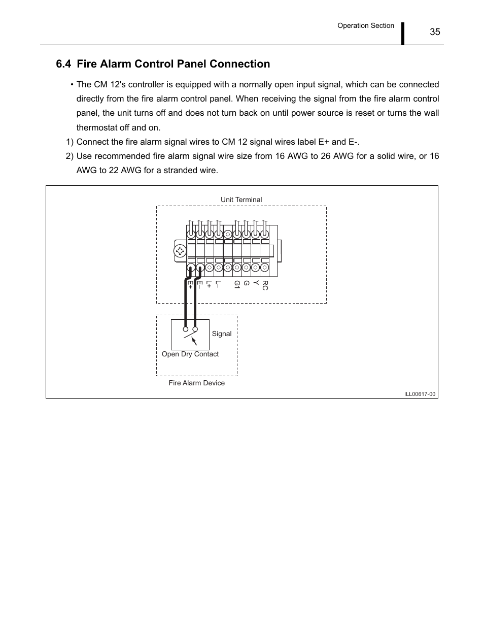 4 fire alarm control panel connection, Fire alarm control panel connection | MovinCool CM12 Service Manual User Manual | Page 35 / 73