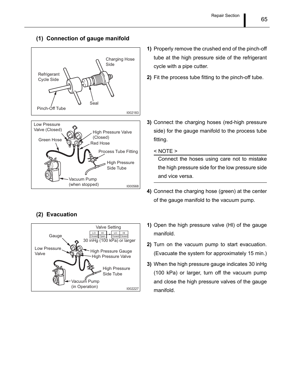65 (1) connection of gauge manifold, 2) evacuation | MovinCool CM12 Service Manual User Manual | Page 65 / 73