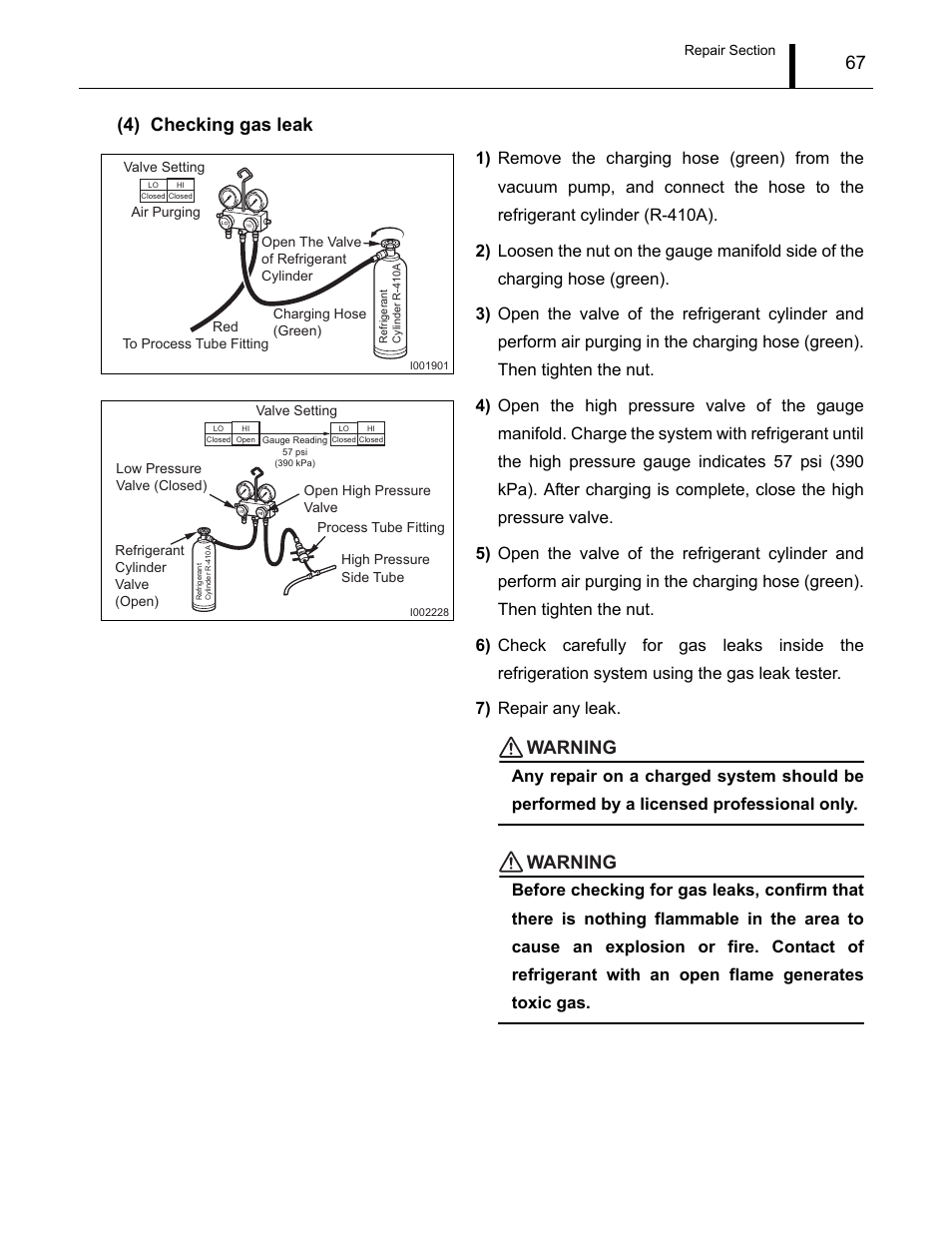 67 (4) checking gas leak, Warning | MovinCool CM12 Service Manual User Manual | Page 67 / 73