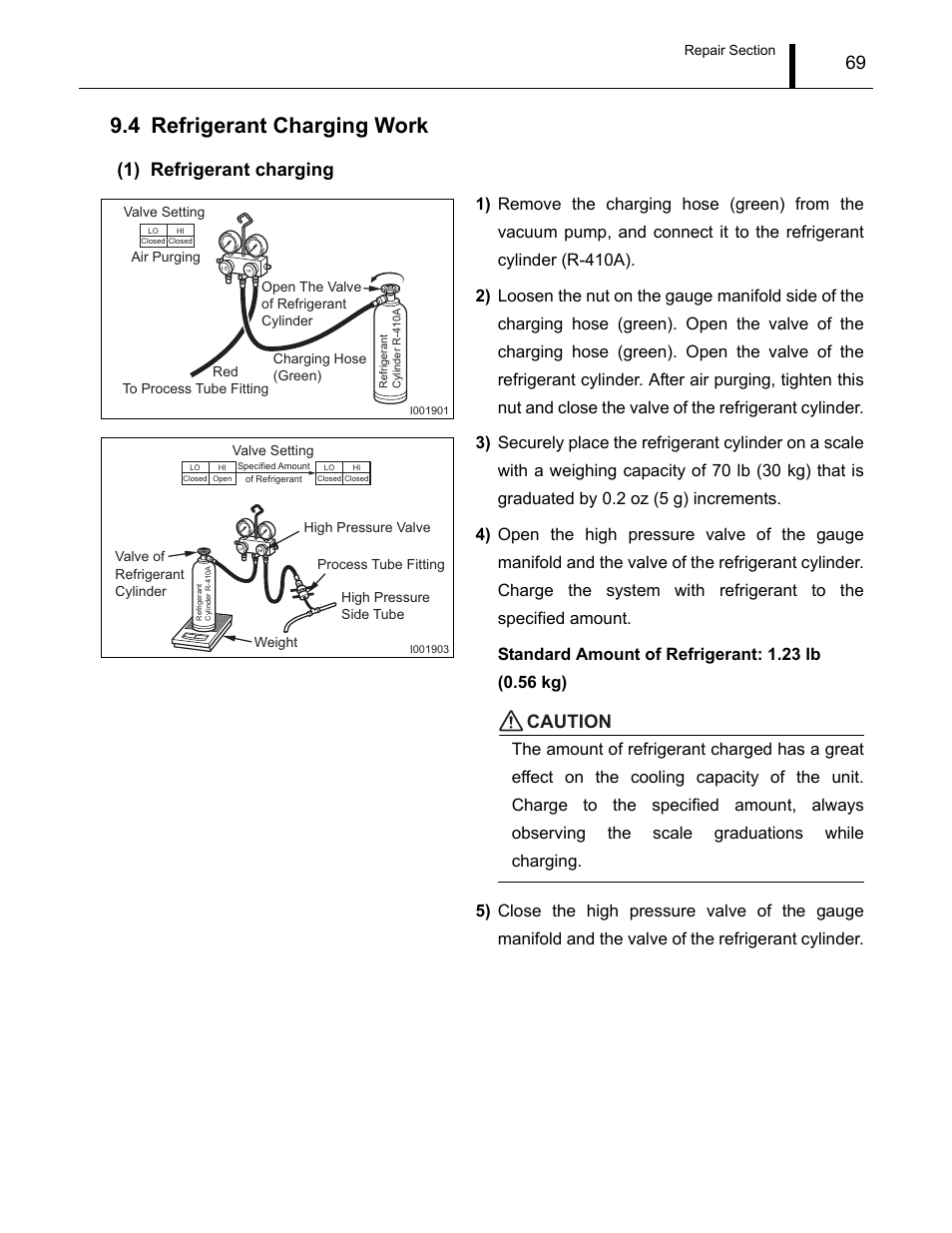 4 refrigerant charging work, Refrigerant charging work, Age 69 | 1) refrigerant charging, Caution | MovinCool CM12 Service Manual User Manual | Page 69 / 73