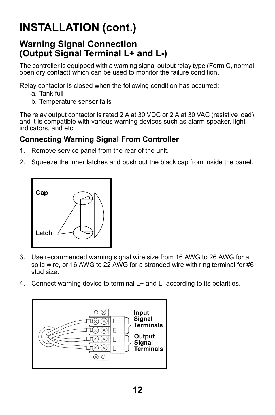 Warning signal connection, Installation (cont.) | MovinCool Classic Plus 14 User Manual | Page 12 / 35