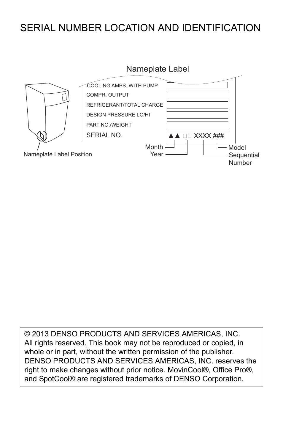 Serial number location and identification, Nameplate label | MovinCool Classic Plus 14 User Manual | Page 2 / 35