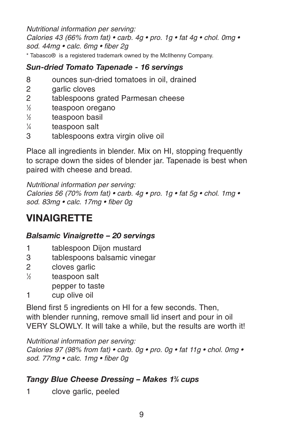 Vinaigrette | Conair RB70 User Manual | Page 10 / 14