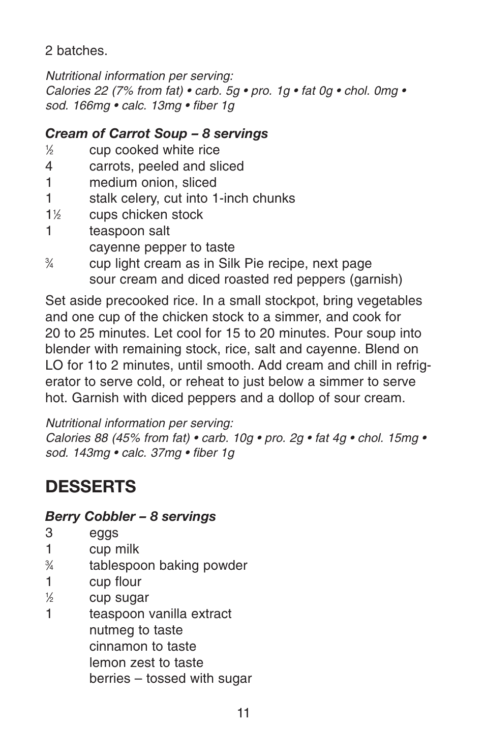 Desserts | Conair RB70 User Manual | Page 12 / 14