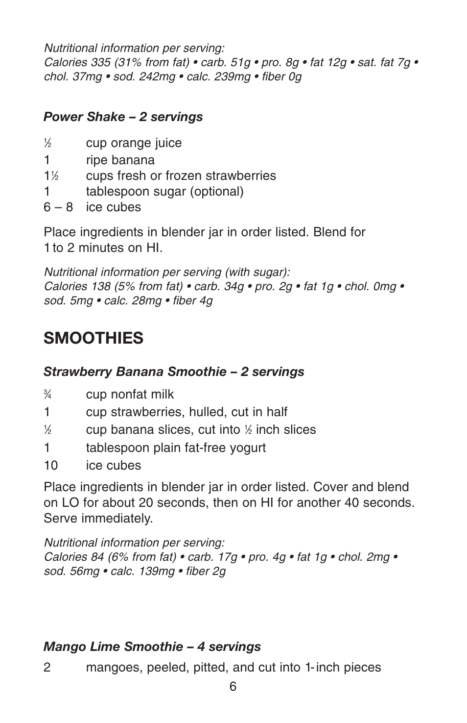 Smoothies | Conair RB70 User Manual | Page 7 / 14