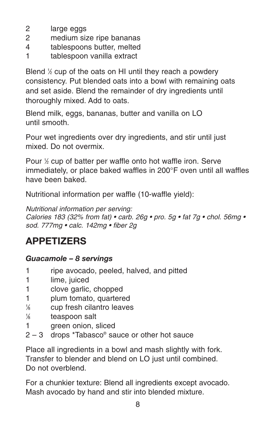 Appetizers | Conair RB70 User Manual | Page 9 / 14