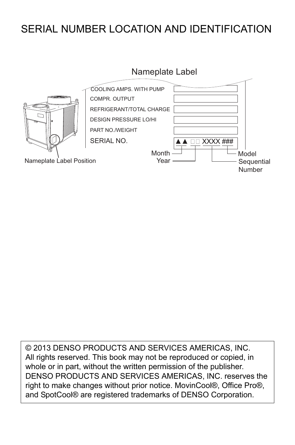 Serial number location and identification, Nameplate label | MovinCool Classic 40 User Manual | Page 2 / 46