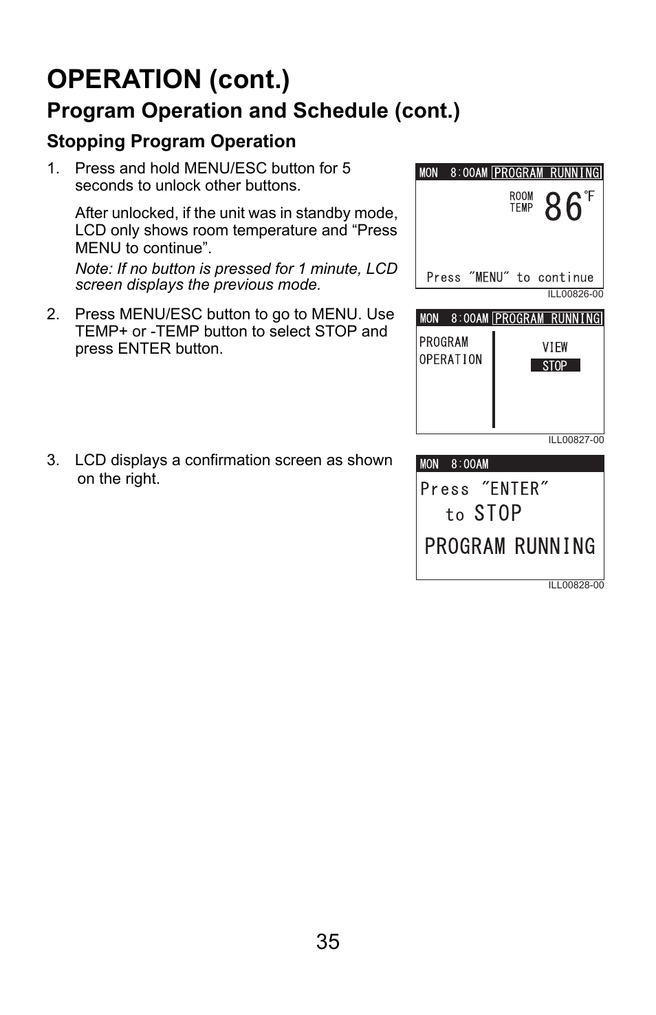 Operation (cont.), Program operation and schedule (cont.) | MovinCool Climate Pro 18 User Manual | Page 35 / 52