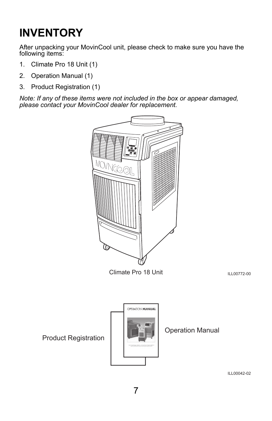 Inventory | MovinCool Climate Pro 18 User Manual | Page 7 / 52