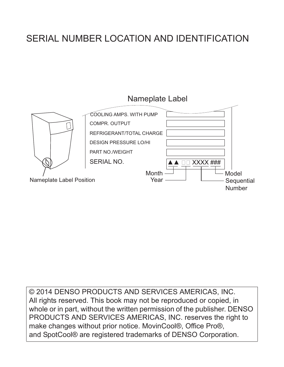 Serial number location and identification, Nameplate label | MovinCool Climate Pro 18 Service Manual User Manual | Page 2 / 99