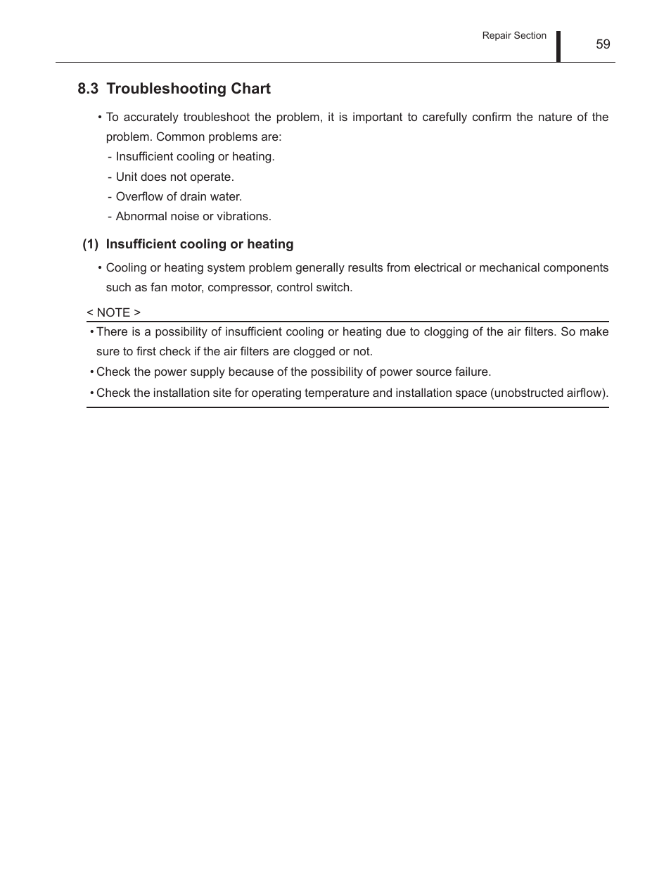 3 troubleshooting chart, Troubleshooting chart | MovinCool Climate Pro 18 Service Manual User Manual | Page 59 / 99