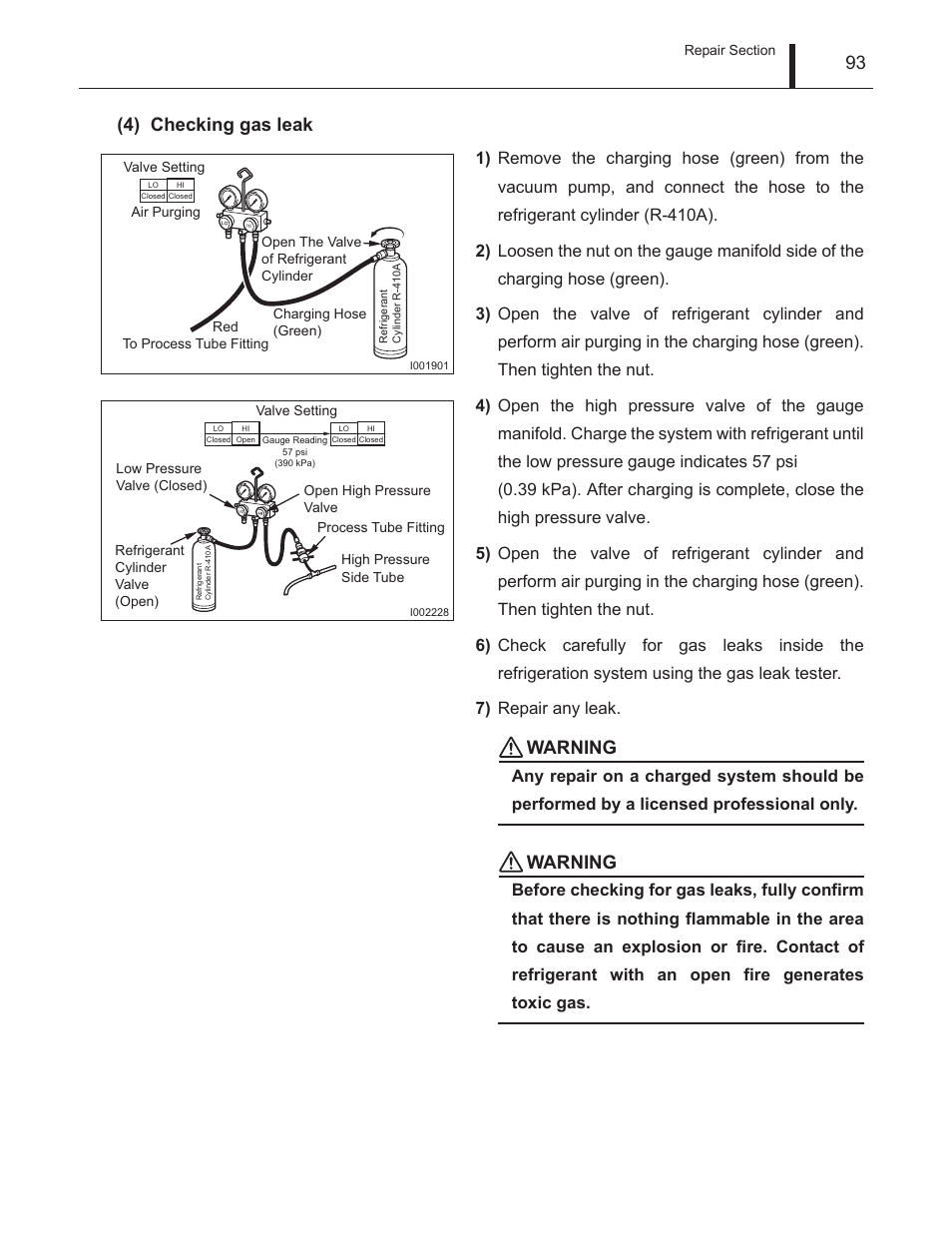 93 (4) checking gas leak, Warning | MovinCool Climate Pro 18 Service Manual User Manual | Page 93 / 99