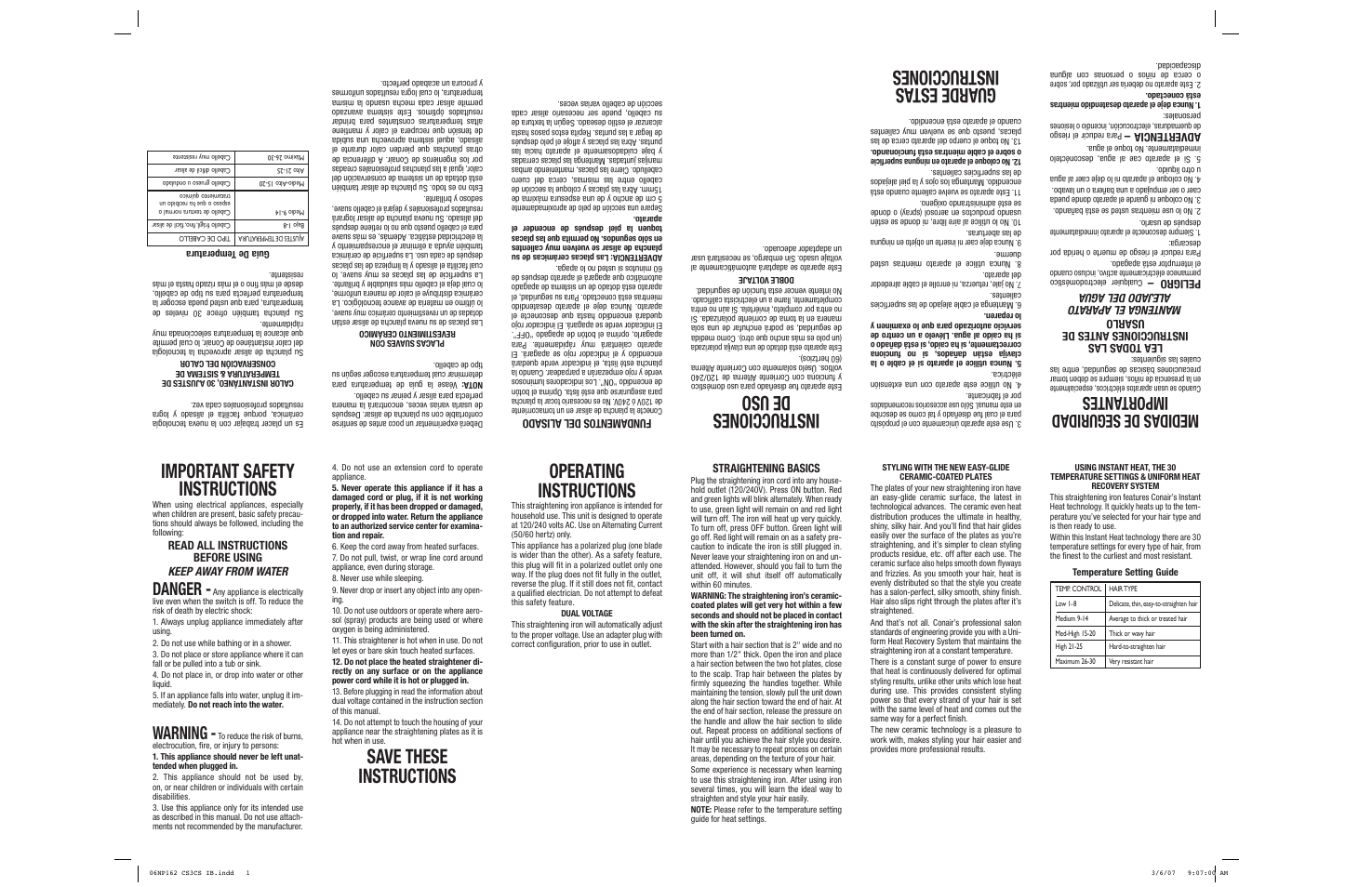 Conair CS3CS User Manual | 2 pages