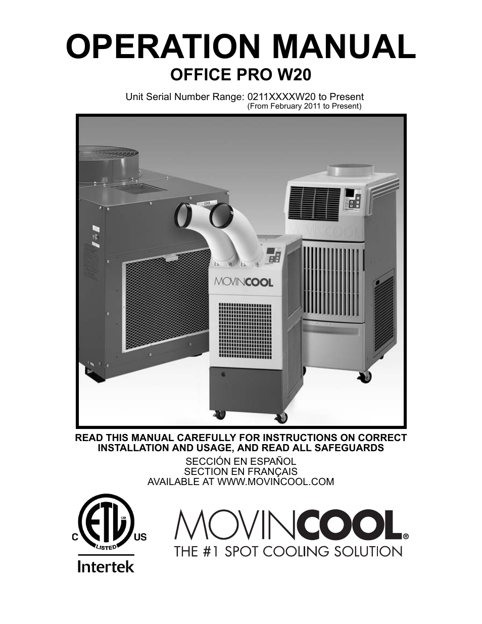 MovinCool Office Pro W20 User Manual | 38 pages