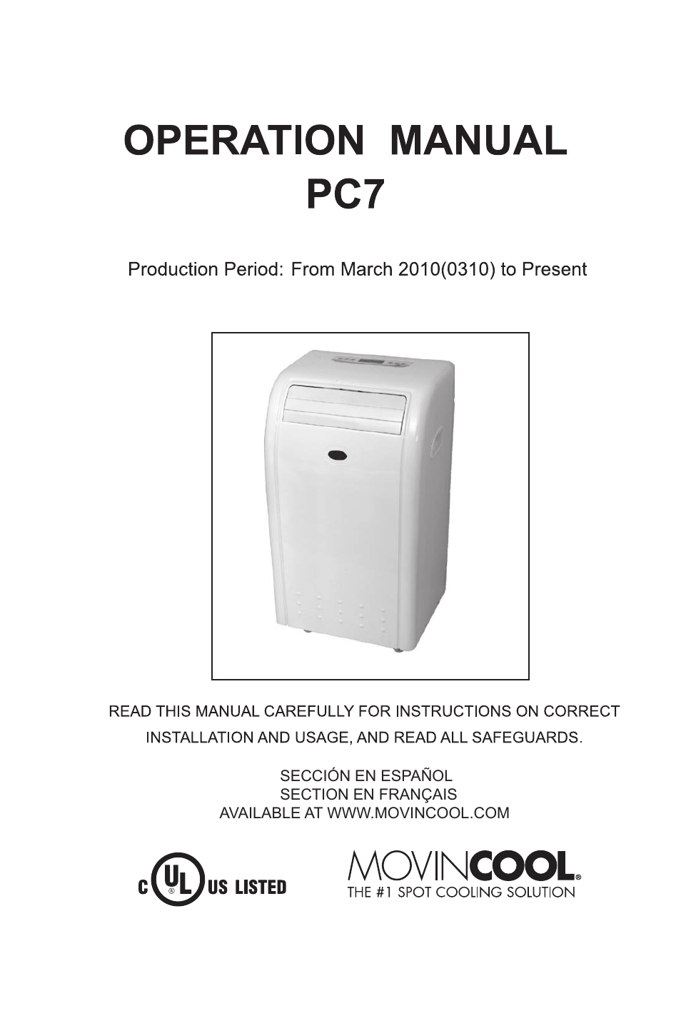MovinCool PC7 User Manual | 22 pages