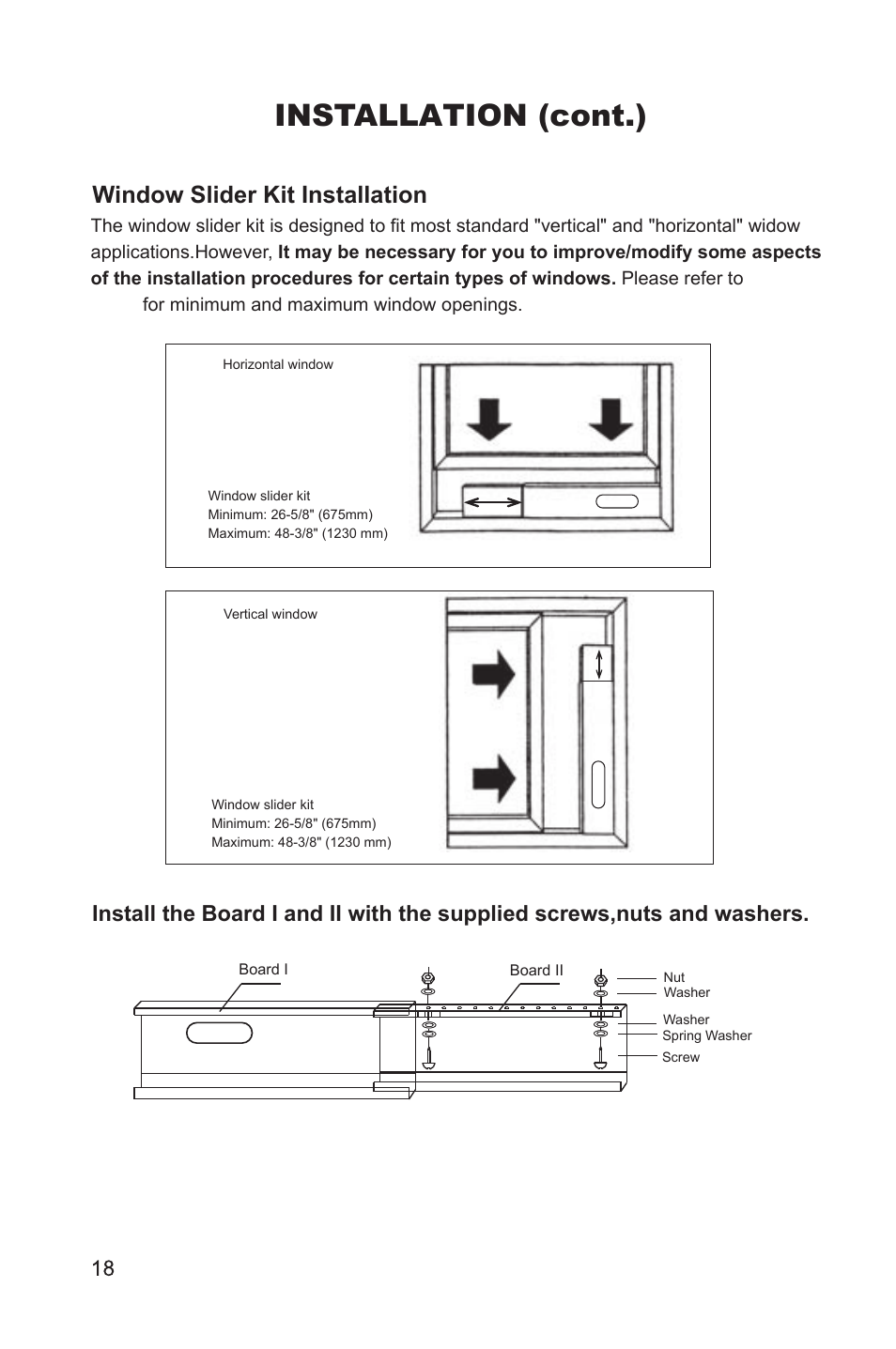 Window slider kit installation, Installation (cont.) | MovinCool PC7 User Manual | Page 18 / 22