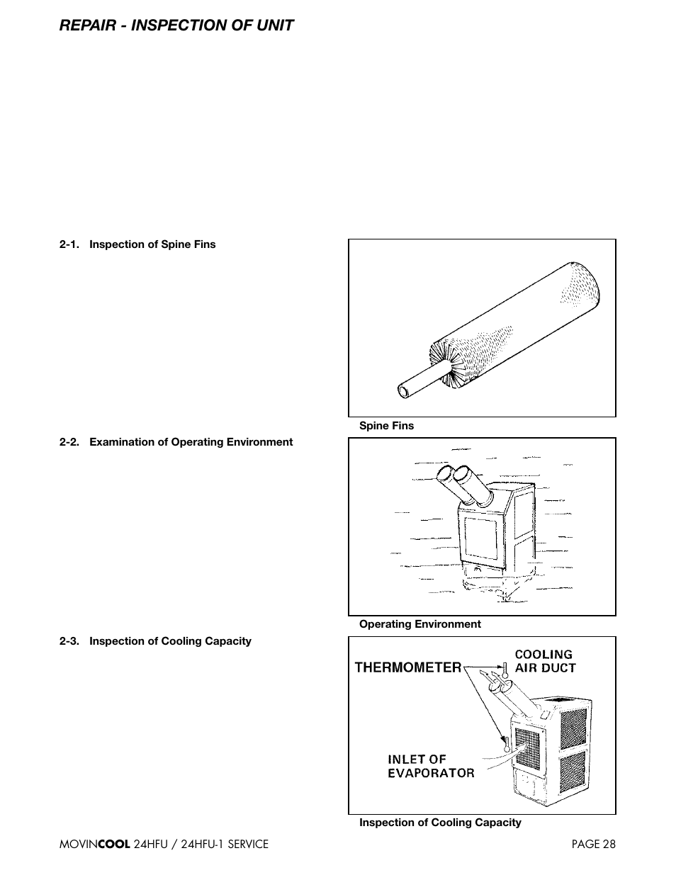 Repair - inspection of unit | MovinCool 24HFU Service Manual User Manual | Page 28 / 48