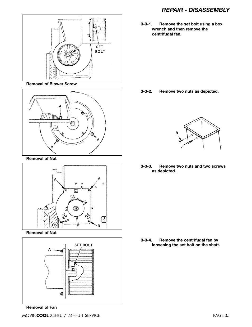 Repair - disassembly | MovinCool 24HFU Service Manual User Manual | Page 35 / 48