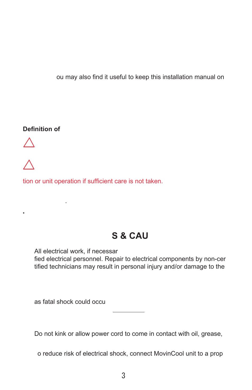 Foreword, General warning & cautions, General warnings & cautions | MovinCool Condensate Pump User Manual | Page 3 / 11