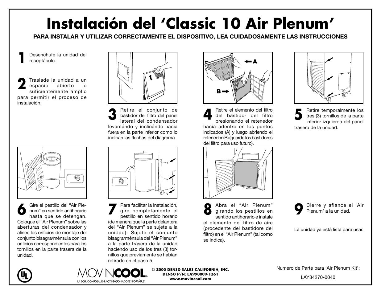 Instalación del ‘classic 10 air plenum | MovinCool Condenser Air Plenum User Manual | Page 2 / 2