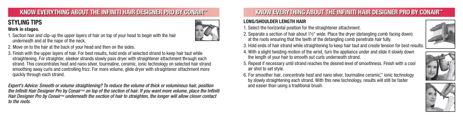 Styling tips | Conair INFINITI 224 User Manual | Page 10 / 30