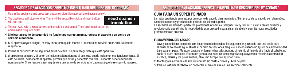 Guía para un súper peinado | Conair INFINITI 224 User Manual | Page 19 / 30