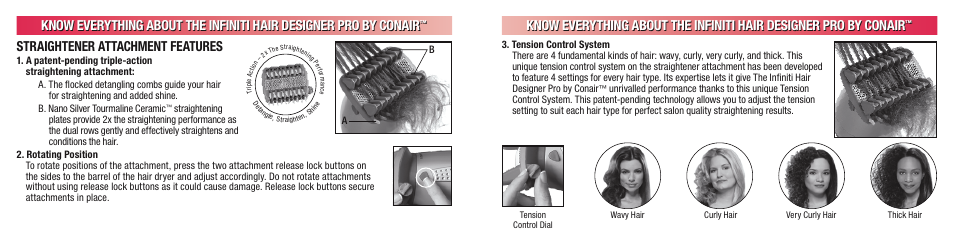 Straightener attachment features | Conair INFINITI 224 User Manual | Page 7 / 30