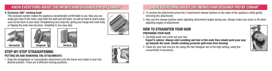 Step-by-step straightening, How to straighten your hair | Conair INFINITI 224 User Manual | Page 8 / 30