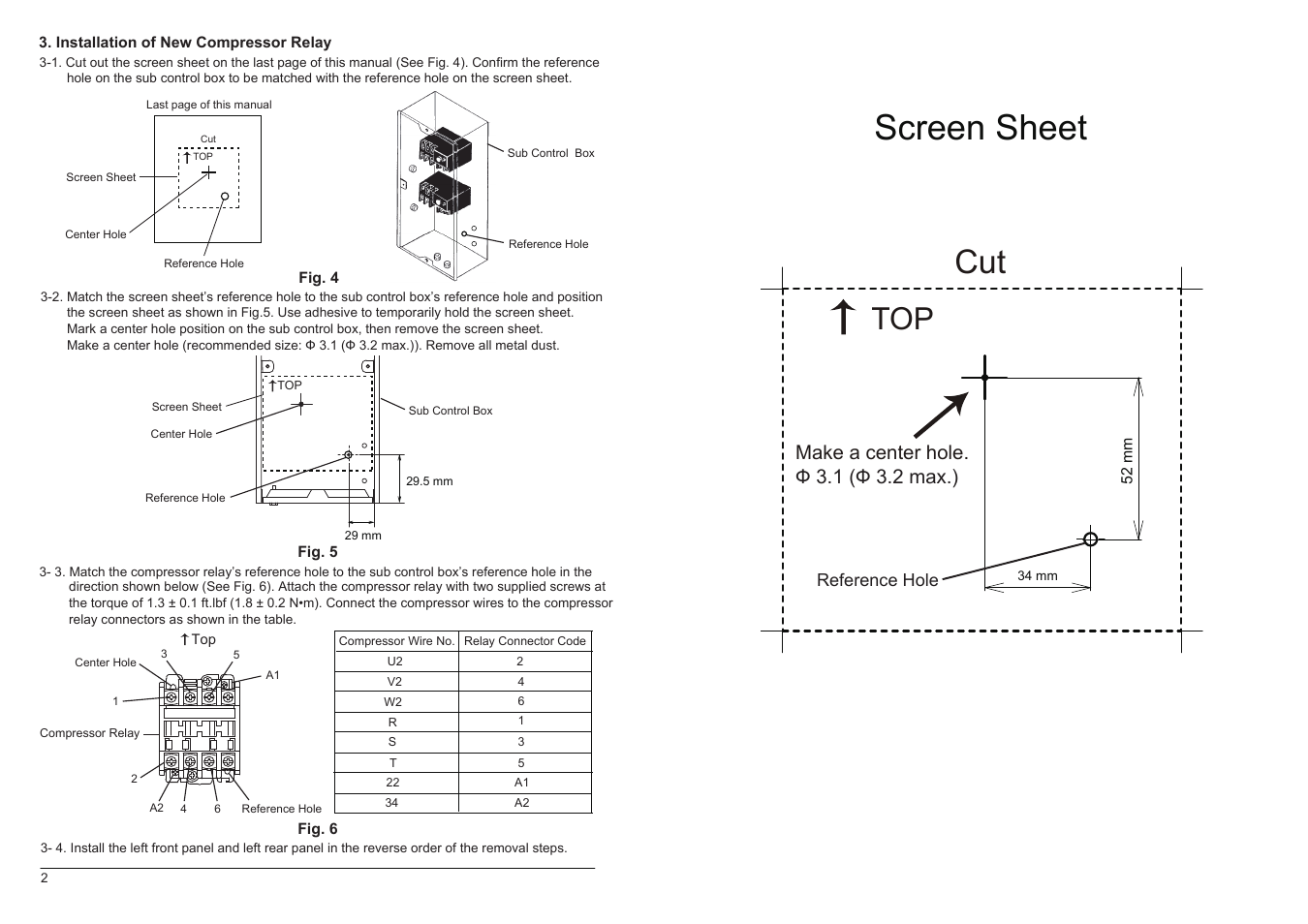 Screen sheet, Make a center hole. ф 3.1 (ф 3.2 max.) | MovinCool 30HU User Manual | Page 2 / 2