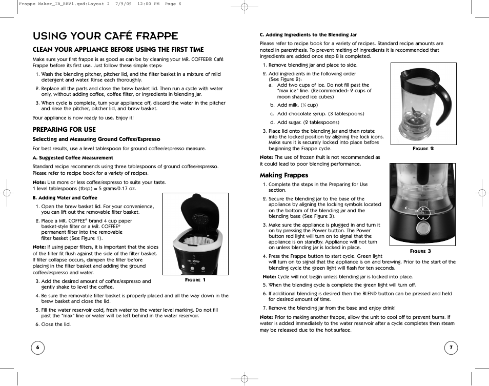 Using your café frappe | Mr. Coffee BVMC-FM1 User Manual | Page 4 / 10