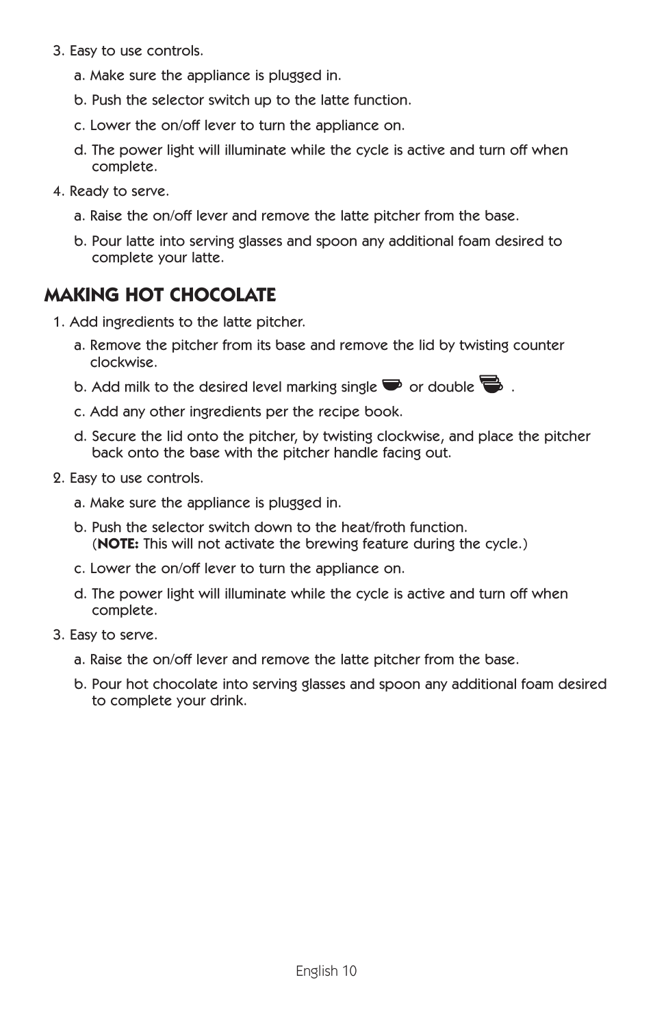 Making hot chocolate | Mr. Coffee BVMC-EL1 User Manual | Page 11 / 32