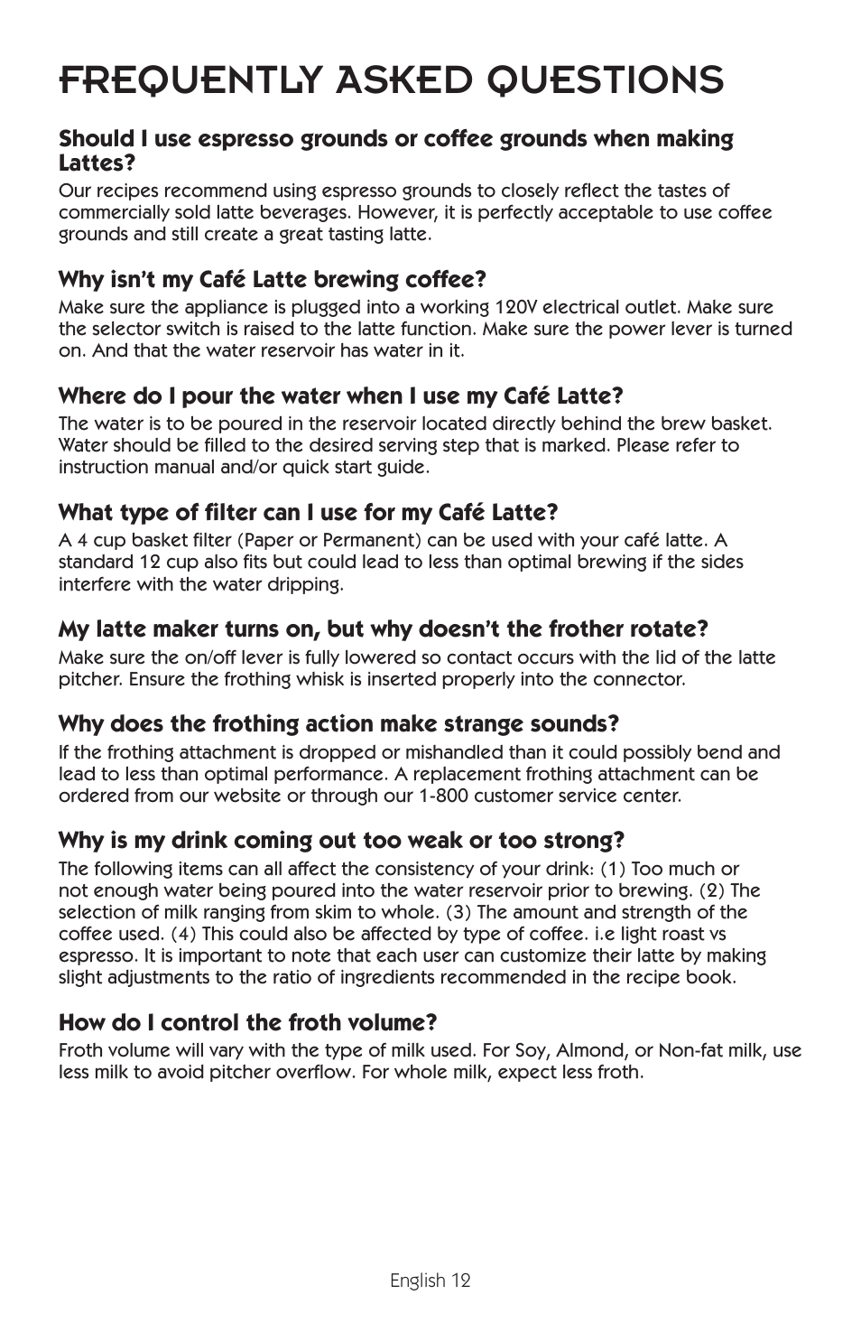 Frequently asked questions | Mr. Coffee BVMC-EL1 User Manual | Page 13 / 32