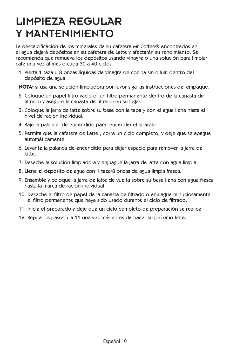 Limpieza regular y mantenimiento | Mr. Coffee BVMC-EL1 User Manual | Page 27 / 32