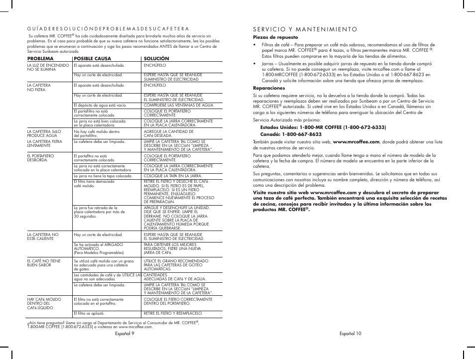 Mr. Coffee JW Series User Manual | Page 11 / 12