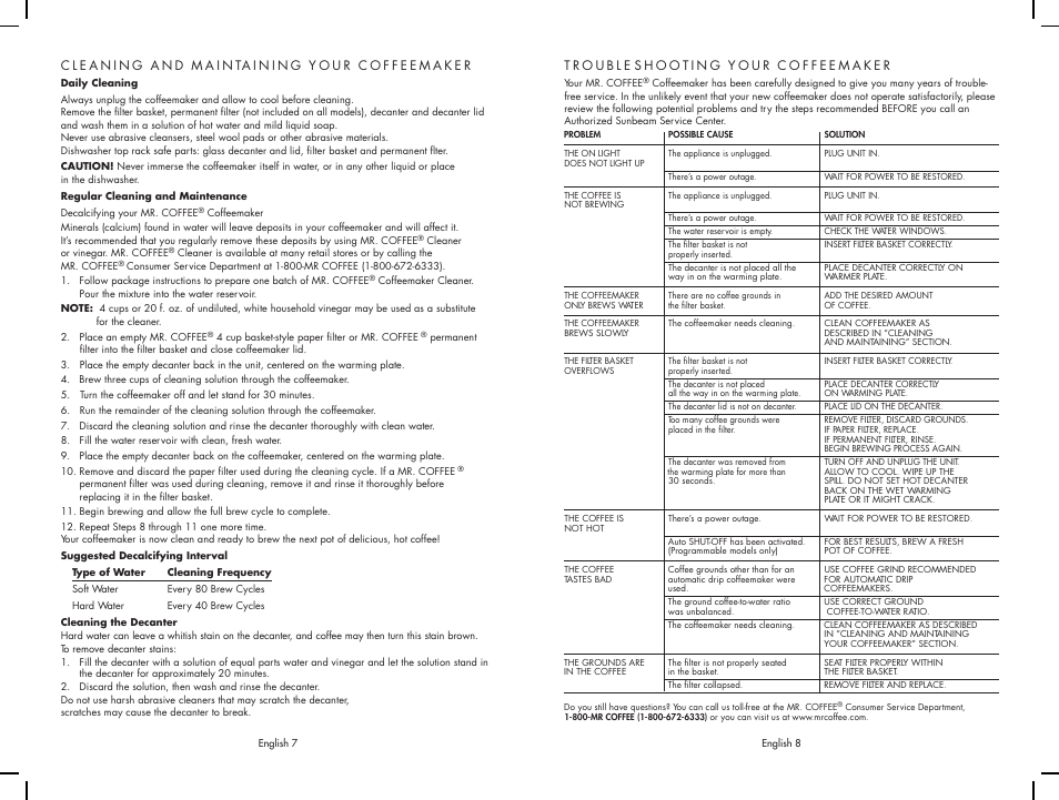 Mr. Coffee JW Series User Manual | Page 5 / 12