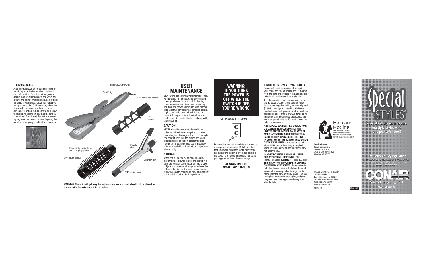 User maintenance, Multiple styles, One powerful tool | Conair Styling Kit CB600TCS User Manual | Page 2 / 2