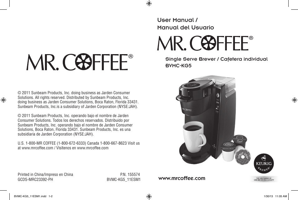 Mr. Coffee BVMC-KG5 User Manual | 20 pages