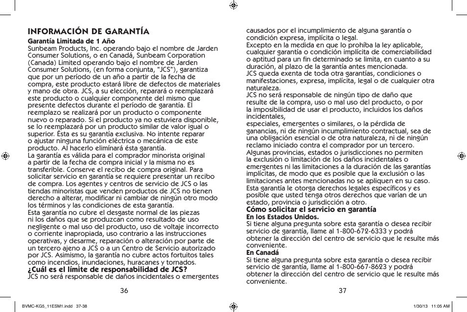 Mr. Coffee BVMC-KG5 User Manual | Page 19 / 20