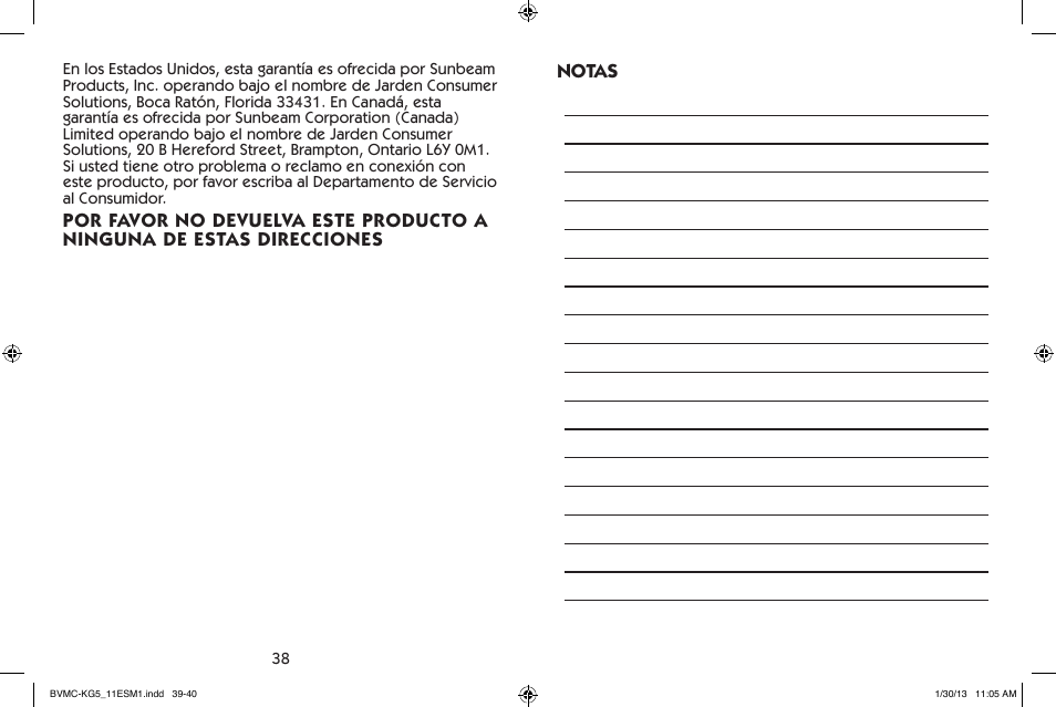 Mr. Coffee BVMC-KG5 User Manual | Page 20 / 20