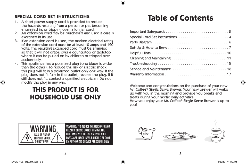 Mr. Coffee BVMC-KG5 User Manual | Page 3 / 20