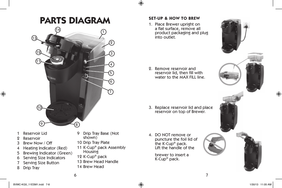 Parts diagram | Mr. Coffee BVMC-KG5 User Manual | Page 4 / 20