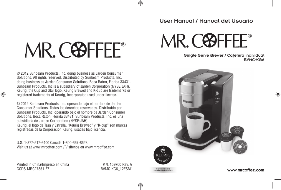 Mr. Coffee BVMC-KG6 User Manual | 22 pages