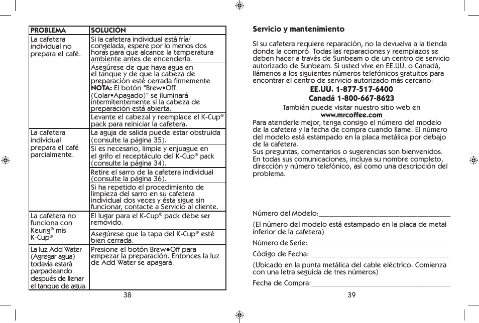 Mr. Coffee BVMC-KG6 User Manual | Page 20 / 22