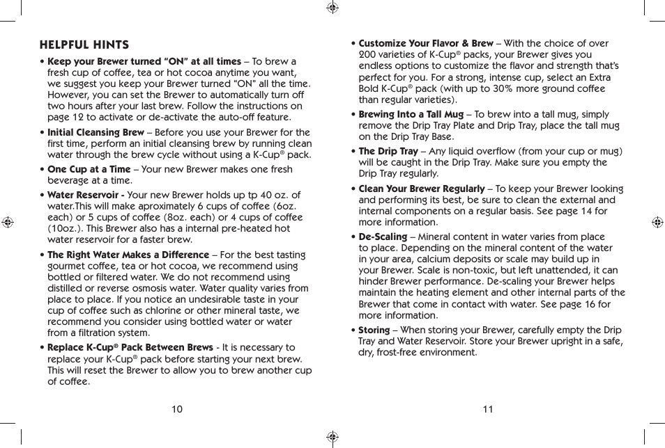 Helpful hints | Mr. Coffee BVMC-KG6 User Manual | Page 6 / 22