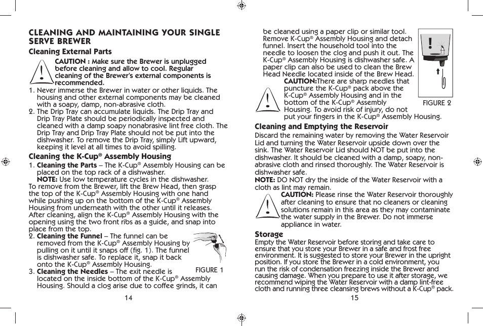 Cleaning and maintaining your single serve brewer | Mr. Coffee BVMC-KG6 User Manual | Page 8 / 22